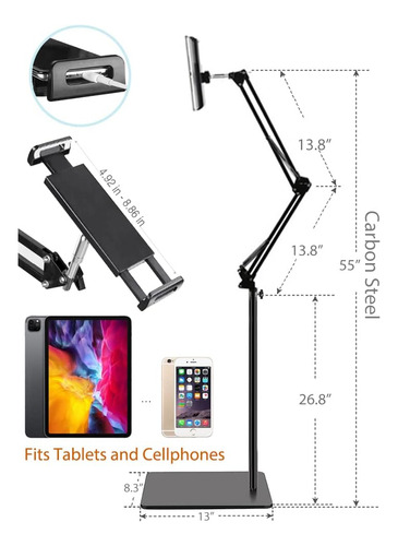 Soporte Para Tablet Smartphone Ajustable 12 A 57 De Alto