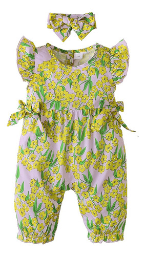 Mamelucos Estampado Transpirable De Verano Para Bebé Violeta 0-3 M