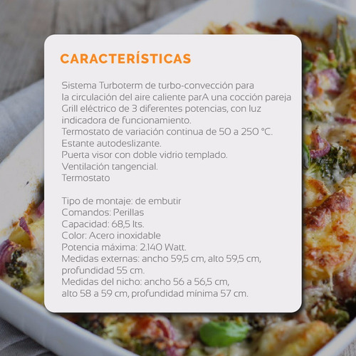 Imagen 4 de 4 de Horno Eléctrico Longvie He1900xf 5 Funciones 2140w 12cts