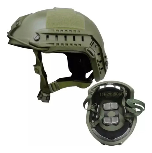 Casco Balístico Kevlar Nivel Iiia Color Verde Incluye Forro