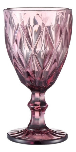 6 Copas Vino Agua Cristal Labrado Vidrio Color Vintage A