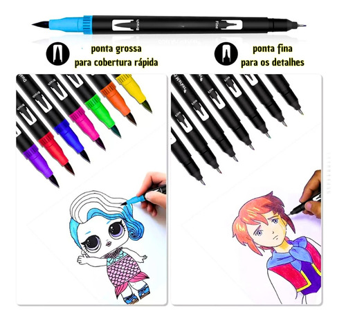 Kit 2 Livros De Colorir Boobie Com 2 Kit 60 Canetinhas Touch