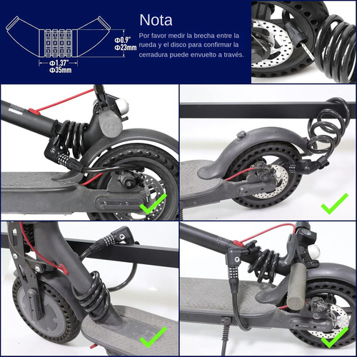 Cable De Bloqueo De Scooter Para Xiaomi Mijia M365 Es Series, Cerraduras Combinadas De Bicicleta, Cerradura De Cadena Enrollada, Alambre De Acero Básico De Núcleo Autoenrollable, 4 Pies De