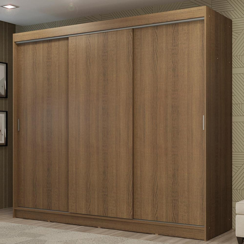 Guarda-roupa Casal Madesa Kansas 3 Portas De Correr 3 Gav R Cor Rustic 10185Z