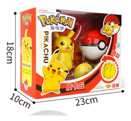 Pikachu Pokemon - Entra Na Pokebola Articulado Na Caixa