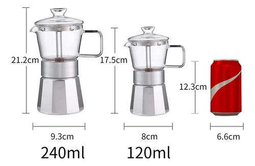 Cafetera Espresso Sixaquae Moka Para Estufa, Tapa De Cristal