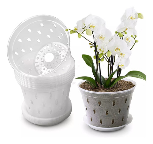 Maceta De Orquídeas De Plástico Transparente De 5 Piezas
