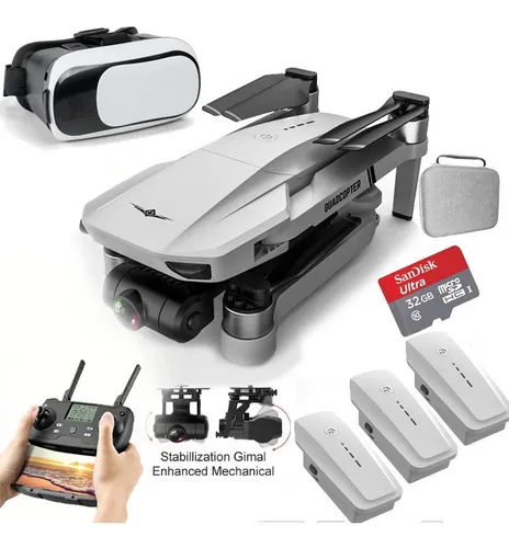 comprar Drone Kf102 C\u002F Gps Gimbal Câmera 4k 3 Baterias Oculos 3d