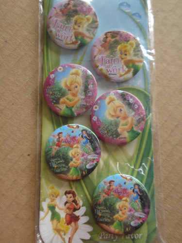 Set 6 Chapas Importadas De Tinkerbell Campanita