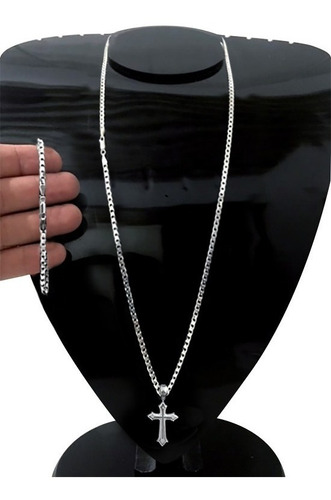 Imagem 1 de 6 de Cordão + Pulseira + Pingente Prata 925 70 Cm Italiana Maciça