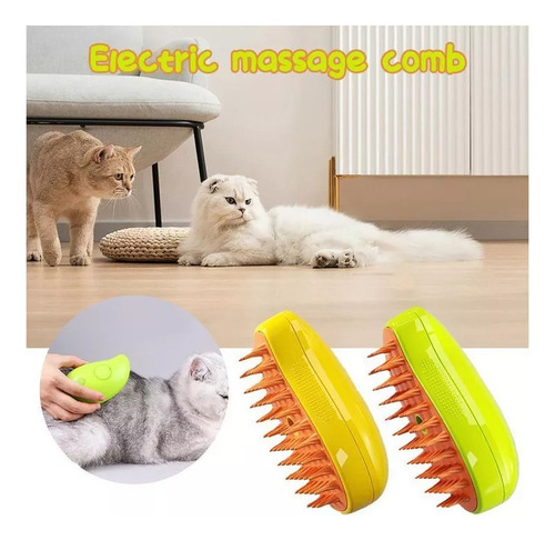 3 In 1 Depilación Cepillo De Vapor Para Mascotas Peine Cepillo Automático Amarillo Cepillo Eléctrico De Limpieza A Vapor Y Gatos