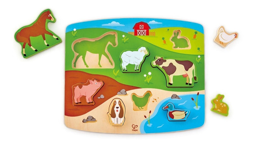 Juego Didactico Puzzle Rompecabezas Animales De Granja Hape