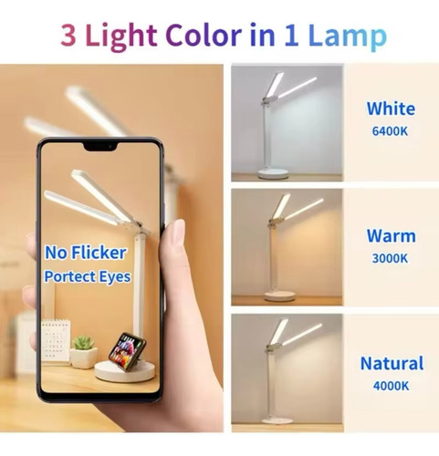 Lámpara De Escritorio Led Recargable Con Protección Ocular