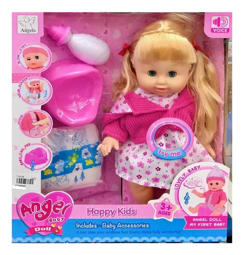 Muñeca Bebe Con Accesorios Y Sonido