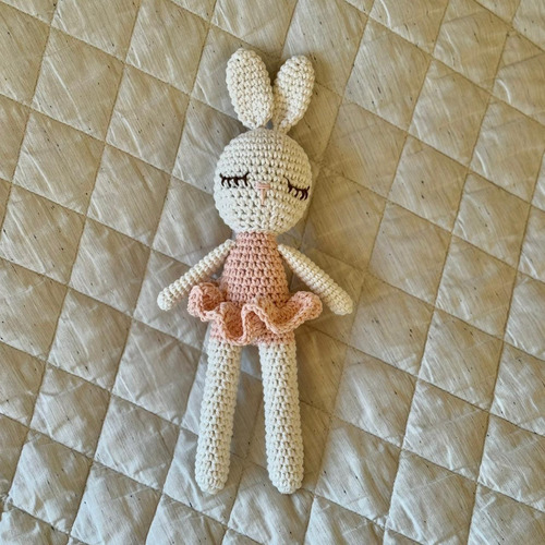 Amigurumi Muñeco De Apego Coneja Crochet Coneja Bailarina Rosa Claro