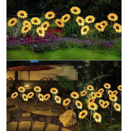 2kit Lâmpada De Gramado Para Decoração De Girassol, Led