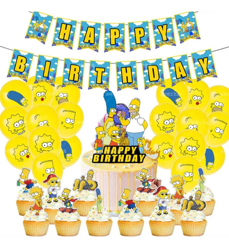 Set Decoración De Cumpleaños Familia Amarilla Springfield 