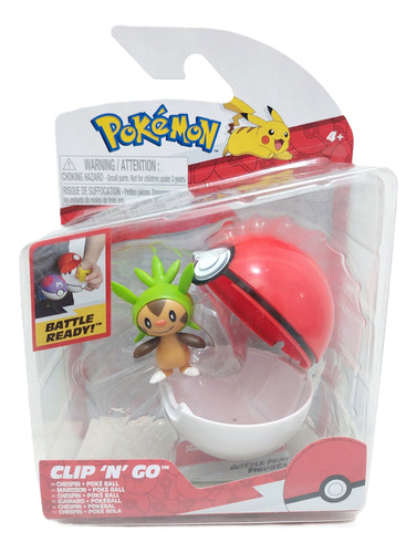 Chespin + Poké Ball - Clip 'n' Go - Pokémon Jazwares (Usado)