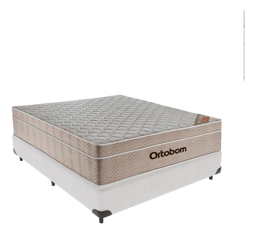 Cama Box Molas Ensacadas Cinza Casal Colchão Airtech Ortobom Cor Branco