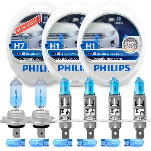 Kit Lampadas H7 + H1 + H1 Philips Crystal Vision + Pingo