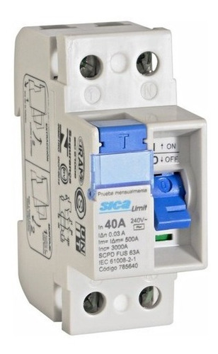 Interruptor diferencial para riel din Sica 785640