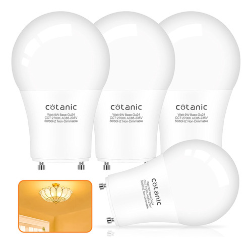 Cotanic Bombilla Led Gu24 De 2700 K, Luz Blanca Calida, Bomb