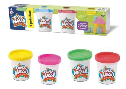 Kit 4 Massinhas De Modelar Cores Sortidas - Divertoys