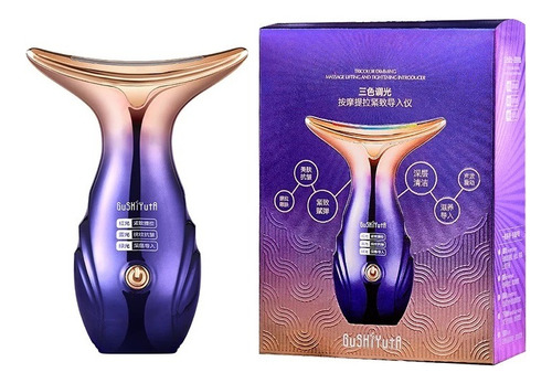 Masajeador De Cuello Papada Reafirmante Vibración Luces Led Color Morado