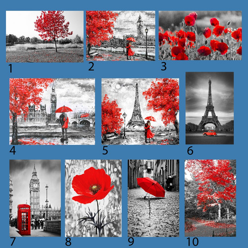 Imagen 2 de 4 de Cuadros Canvas Personalizados 30x40 Amapolas Blanco Y Rojo