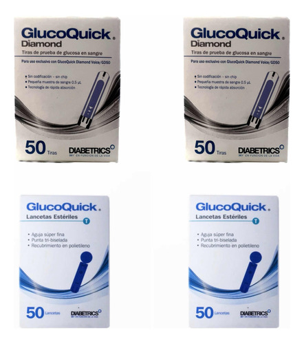 Tirillas Glucoquick Gd50 + Lancetas X 100 Unidades