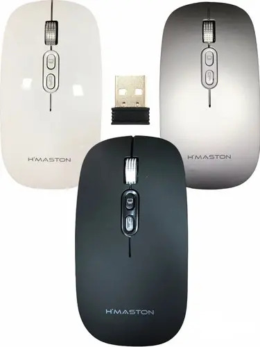 Mouse Sem Fio Ergonômico Recarregável H'maston E-1400 Branco