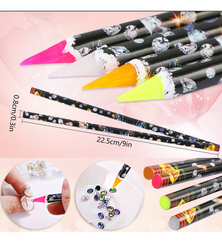 5 Unids/set Bolígrafo For Puntear Uñas, Recoger Diamantes