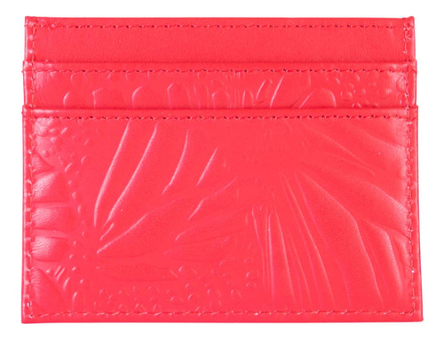 Tarjetero Kuxtal Piel Pineda Covalin Grabado Mariposa Rojo