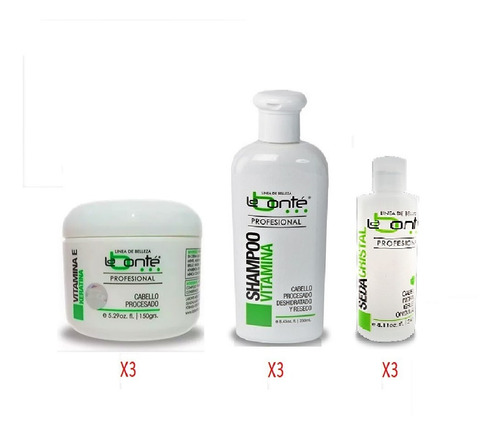 3 Vitamina E 150g + 3 Shampoo 250ml + 3 Seda Cristal 120ml