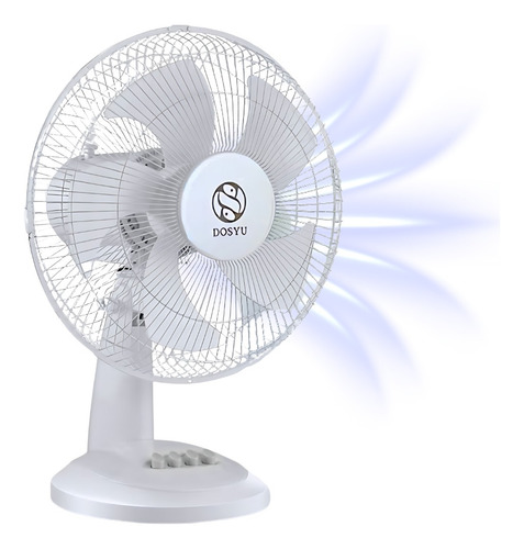 Ventilador De Mesa 16 Pulgadas Ajustable Oscilatorio 5 Aspas 36 Cm 50 Blanco Blanco Plástico 5