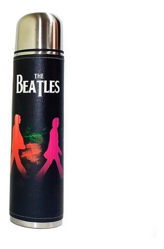 Imagen 3 de 3 de Termo Y Mate Y Termo Acero 1 Litro Madera The Beatles