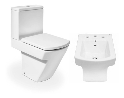Imagen 1 de 7 de Combo Inodoro Deposito Bidet Asiento Amortiguado Hall Roca