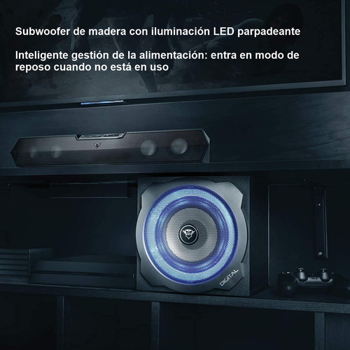 Imagen 3 de 10 de Barra De Sonido / Subwoofer 2.1 Trust Gxt 668 Tytan / Óptico