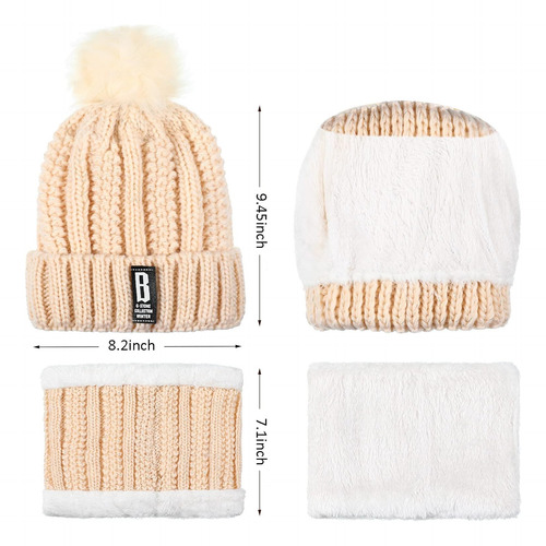 Paquete 8 Gorros Y Bufandas Punto Invierno Suaves Con Forro
