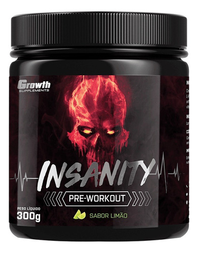 Pré Treino Insanity 300g Growth Supplements Original Uva