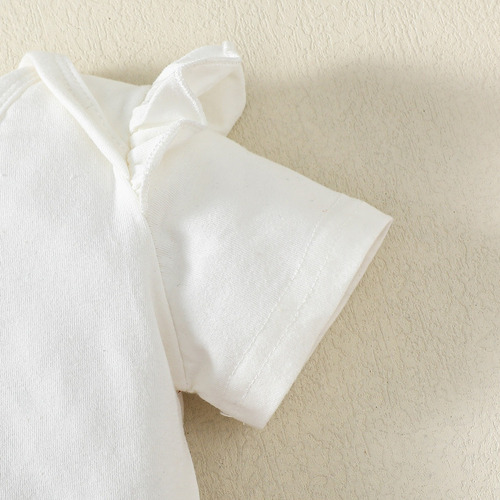 3 Pcs Conjunto De Mameluco Con Diadema Y Estampado De Letras Blanco 18-24 M