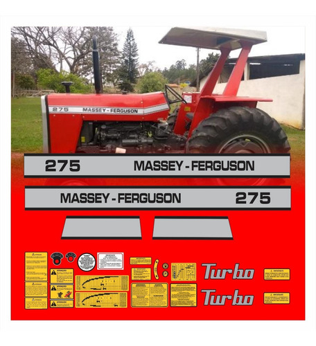 Kit Adesivos Trator Massey Ferguson 275 Turbo Completo R460