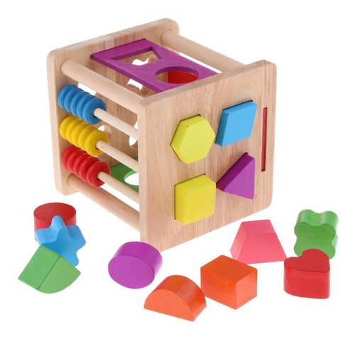 Juguete De Cubos De Madera Multicolor Clasificador De Formas 