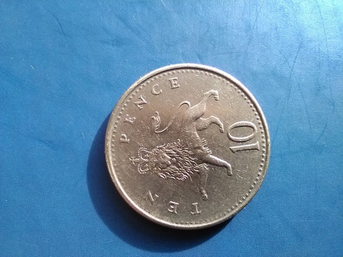 Moneda Gran Bretaña Ten Pence Año 1992 León