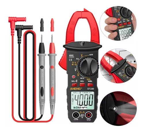 Pinza Amperimétrica Digital Portátil Con Rango Automático, 4