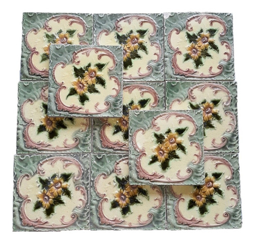 Imagen 4 de 4 de Antigua Mayólica Con Motivo Floral Girasoles 15 X 15 7642
