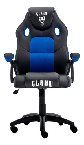 Cadeira Gamer Preta E Azul Jungle Clanm Cor Preto Material do estofamento Couro sintético