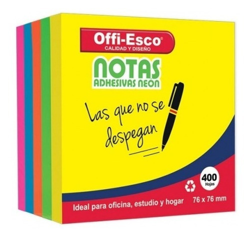 Papel Tacos Notas Adhesivas Offi-esco X 400 Hojas 76x76mm 