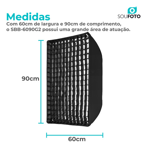 Softbox Bowens 60x90 Com Grid E Tela Difusora P/ Flash Tocha