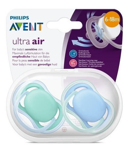 Chupetes Avent Silicona Ultra Air 6-18 /22m X 2